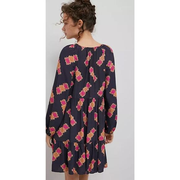 Anthropologie Candy Crush Puffed Long Sleeve Tiered Mini Dress Size‎ Medium - Picture 7 of 16